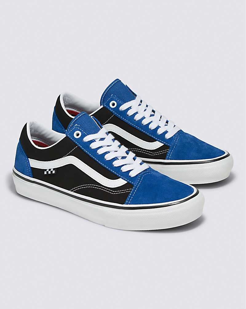 Men's Vans Skate Old Skool Skate Shoes Blue Black White | USA ANR-613847