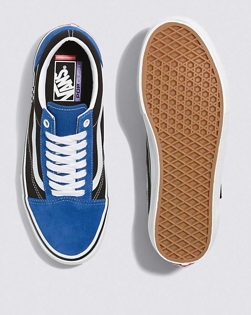 Men's Vans Skate Old Skool Skate Shoes Blue Black White | USA ANR-613847