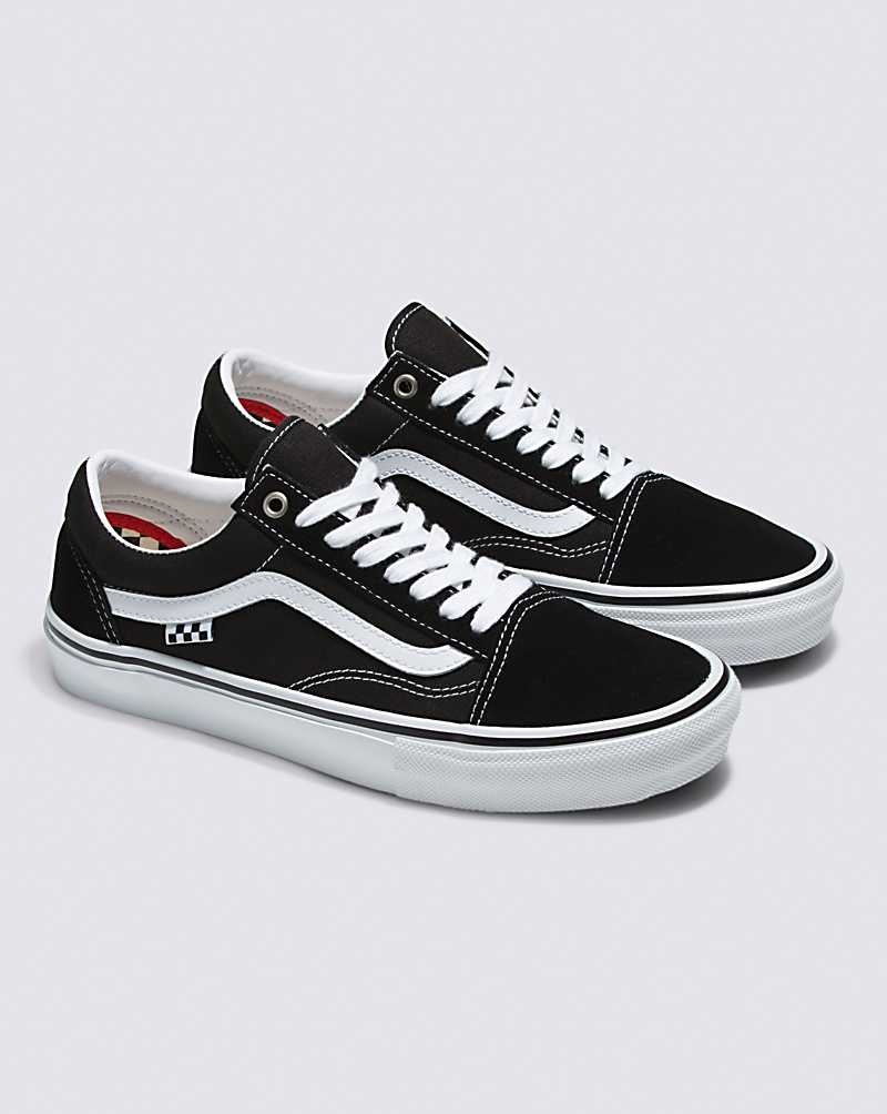 Men's Vans Skate Old Skool Skate Shoes Black White | USA QUM-306158