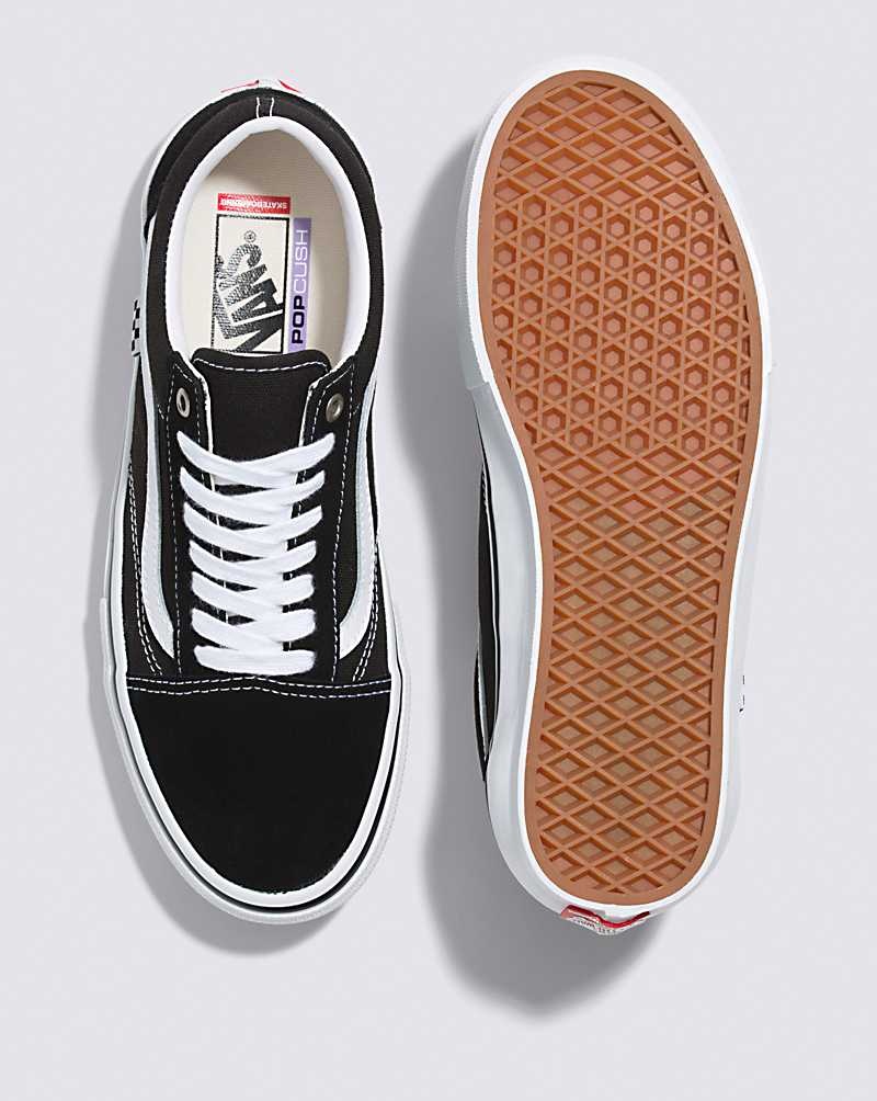 Men's Vans Skate Old Skool Skate Shoes Black White | USA QUM-306158