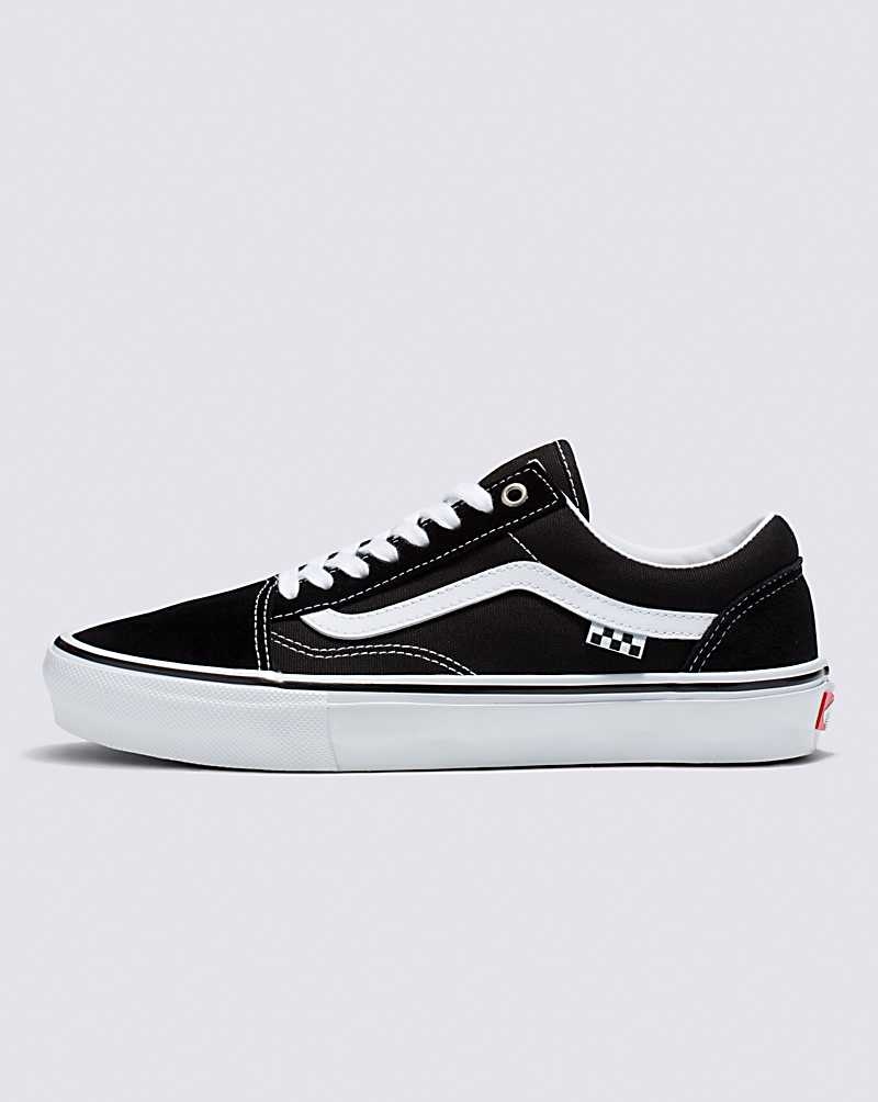 Men\'s Vans Skate Old Skool Skate Shoes Black White | USA QUM-306158