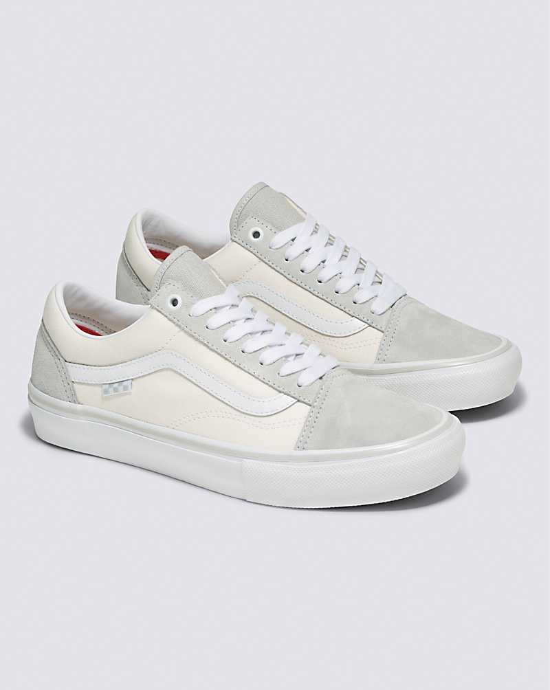 Men's Vans Skate Old Skool Skate Shoes Light Grey White | USA VGI-145297