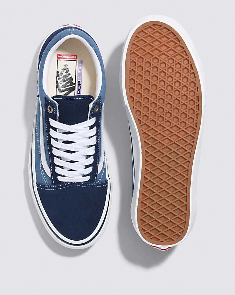 Men's Vans Skate Old Skool Skate Shoes Navy White | USA YSN-319520