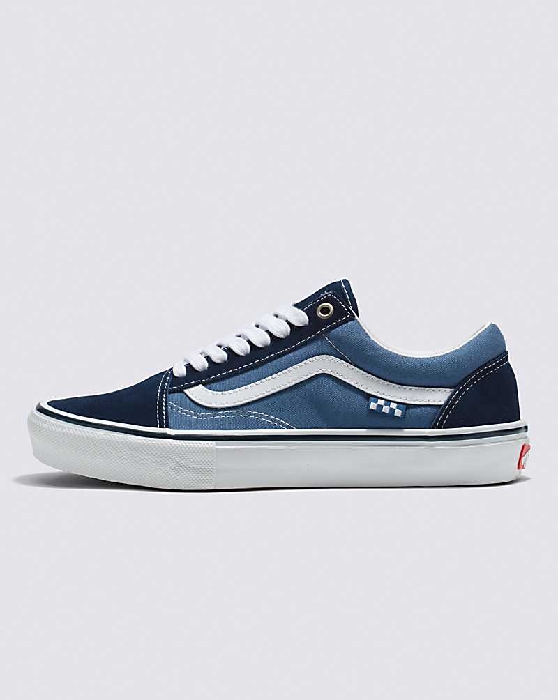 Men\'s Vans Skate Old Skool Skate Shoes Navy White | USA YSN-319520