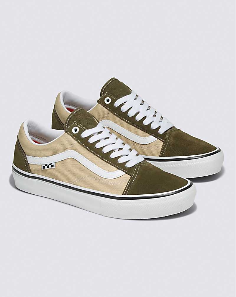 Men's Vans Skate Old Skool Skate Shoes Olive Beige | USA JZR-904286