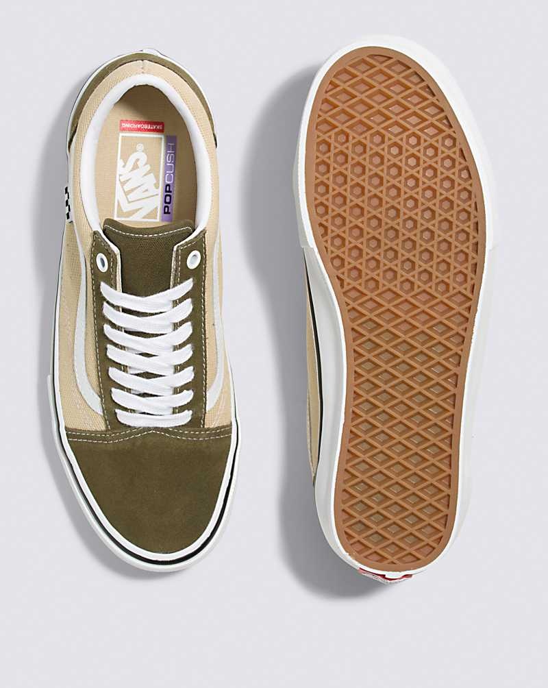 Men's Vans Skate Old Skool Skate Shoes Olive Beige | USA JZR-904286