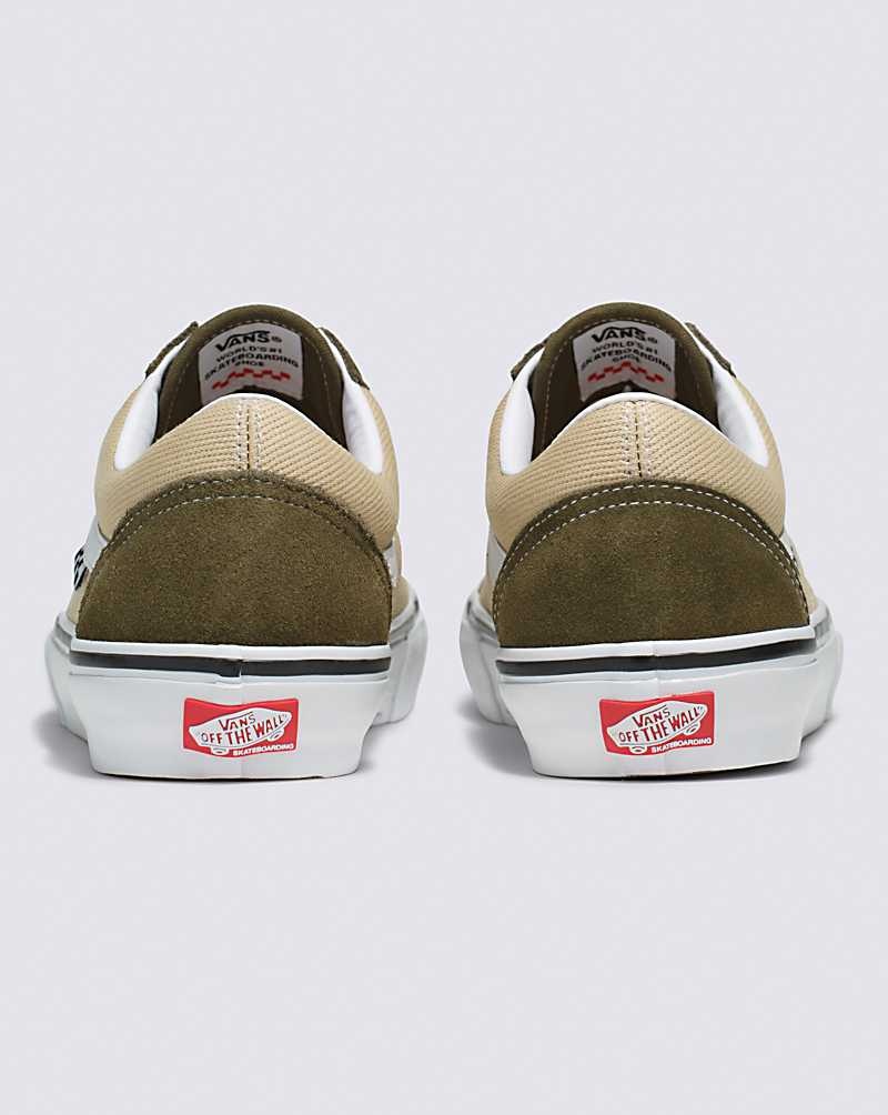 Men's Vans Skate Old Skool Skate Shoes Olive Beige | USA JZR-904286