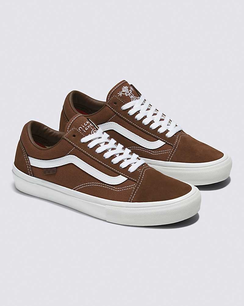 Men's Vans Skate Old Skool X Nick Michel Skate Shoes Brown White | USA HCW-352789