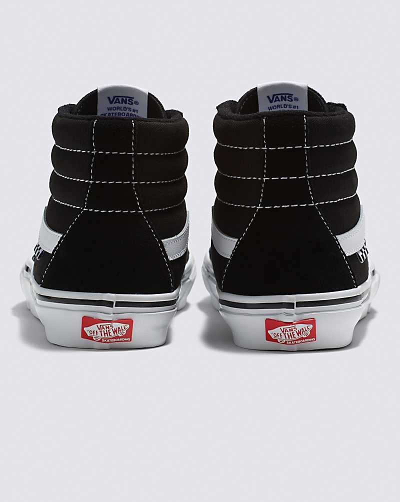 Men's Vans Skate Sk8-Hi Skate Shoes Black White | USA HEL-708915