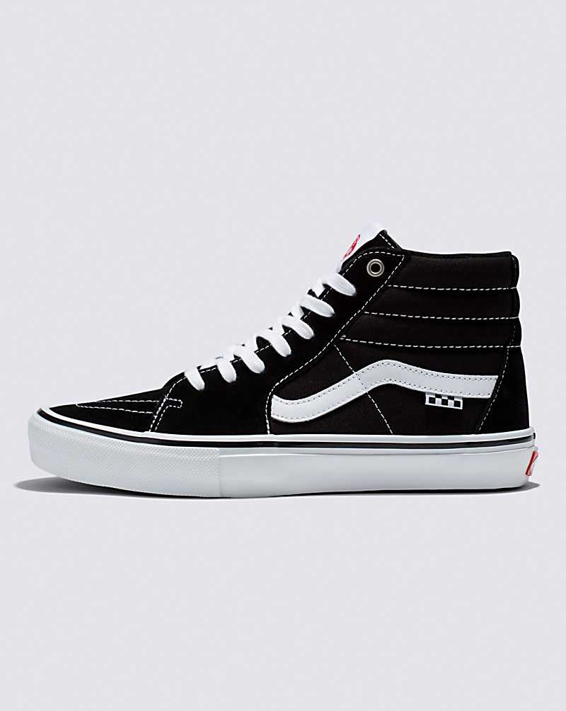 Men\'s Vans Skate Sk8-Hi Skate Shoes Black White | USA HEL-708915