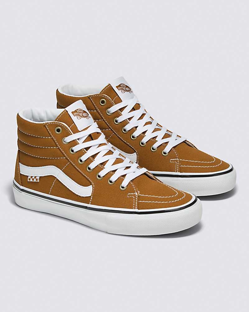 Men's Vans Skate Sk8-Hi Skate Shoes Brown | USA EJX-739214