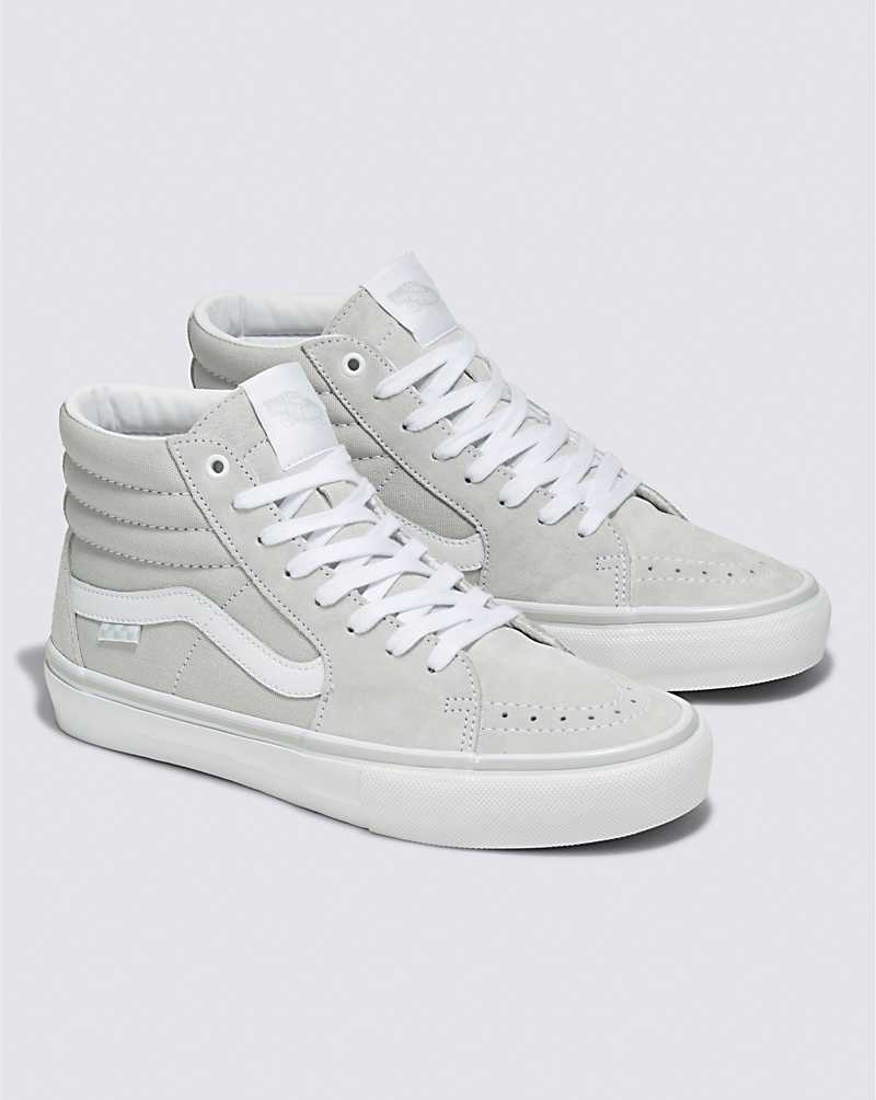 Men's Vans Skate Sk8-Hi Skate Shoes Light Grey White | USA IWH-351802