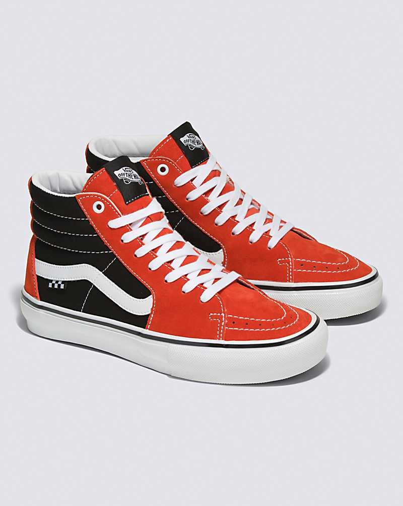 Men's Vans Skate Sk8-Hi Skate Shoes Red Black | USA AYO-786023