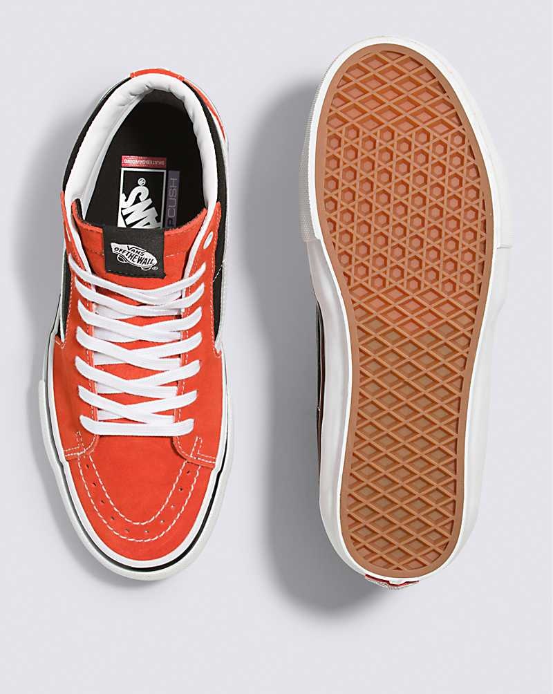 Men's Vans Skate Sk8-Hi Skate Shoes Red Black | USA AYO-786023