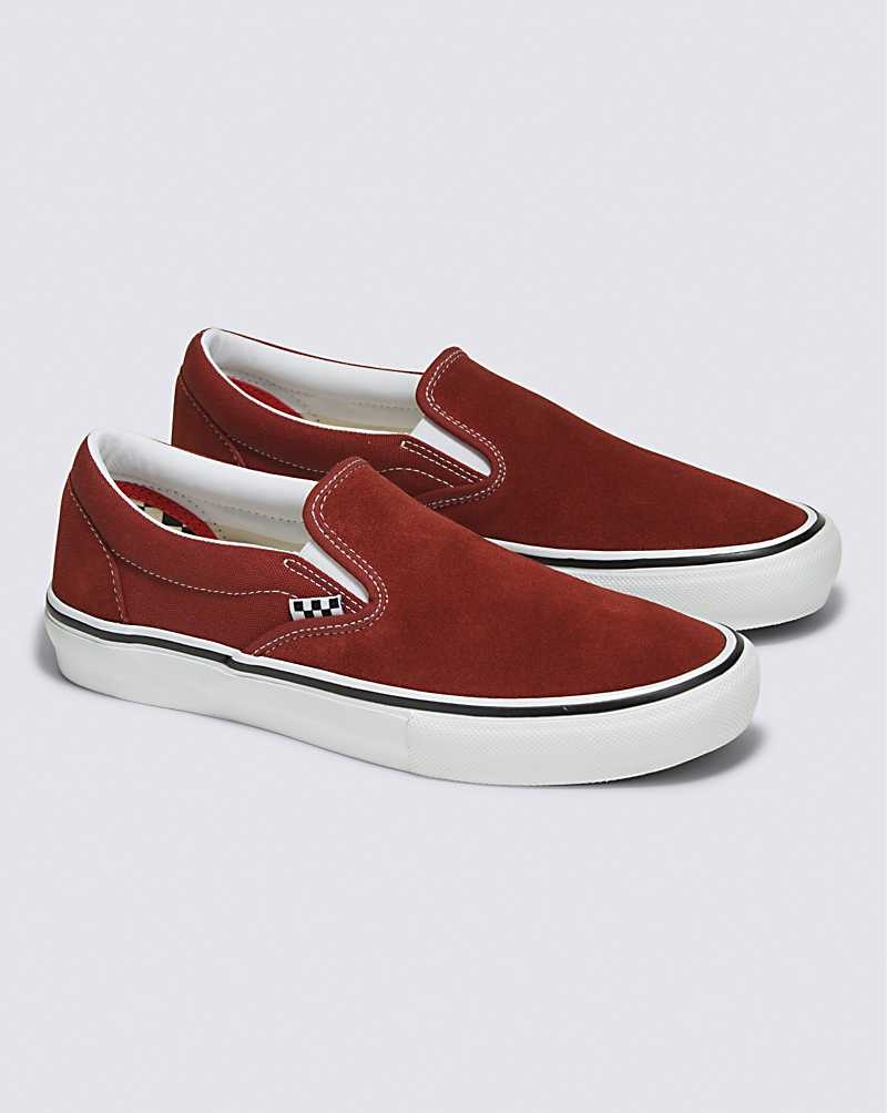 Men's Vans Skate Slip-On Skate Shoes Dark Red | USA LOH-495816