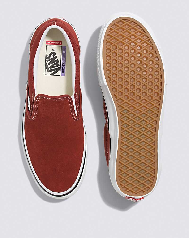 Men's Vans Skate Slip-On Skate Shoes Dark Red | USA LOH-495816