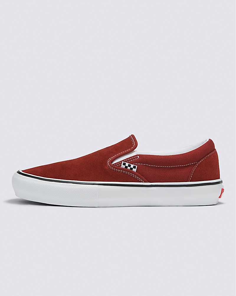 Men\'s Vans Skate Slip-On Skate Shoes Dark Red | USA LOH-495816