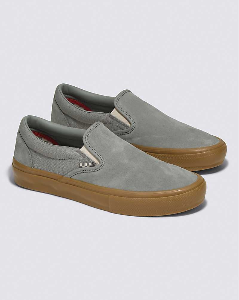 Men's Vans Skate Slip-On Skate Shoes Grey | USA AHE-237506