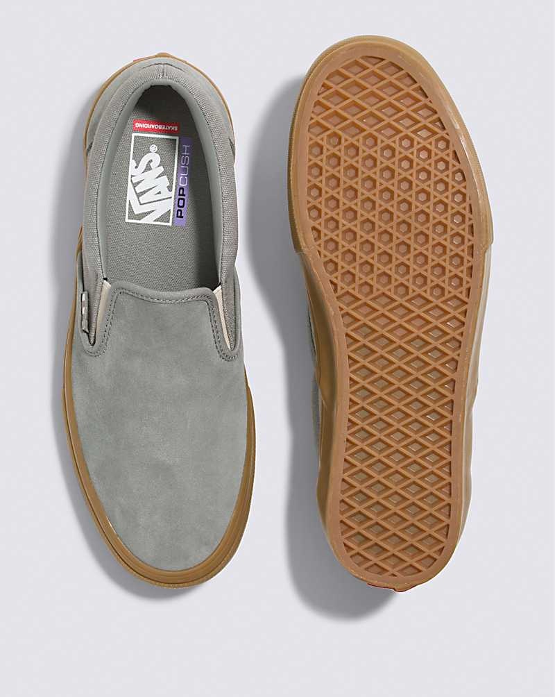 Men's Vans Skate Slip-On Skate Shoes Grey | USA AHE-237506