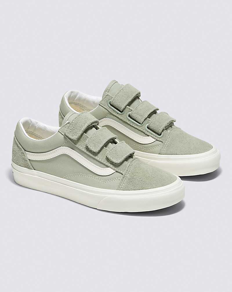 Men's Vans Suede Canvas Old Skool V Shoes Olive | USA ESM-468523