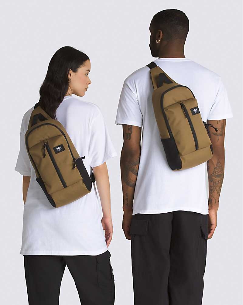 Men's Vans Warp Sling Bags Brown | USA XRK-234061