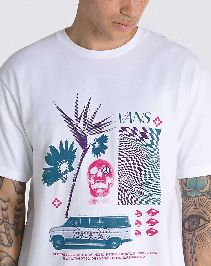 Men's Vans Warped Vacation T-Shirt White | USA CQG-430518