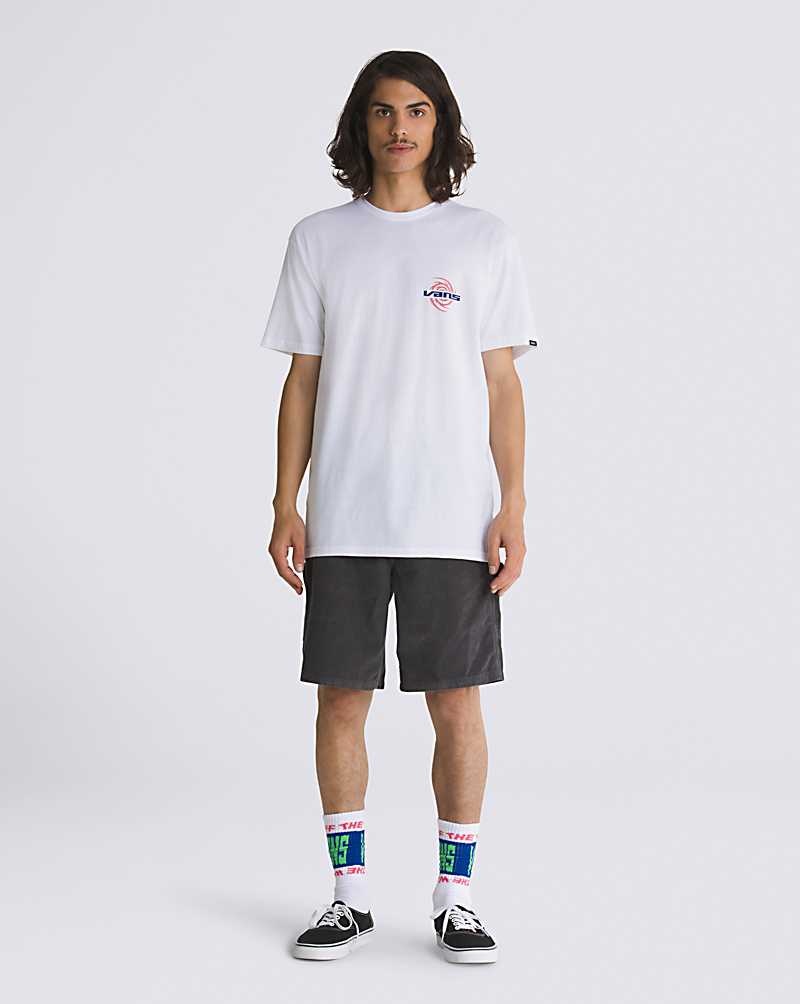 Men's Vans Wormhole Warped T-Shirt White | USA OLH-367489