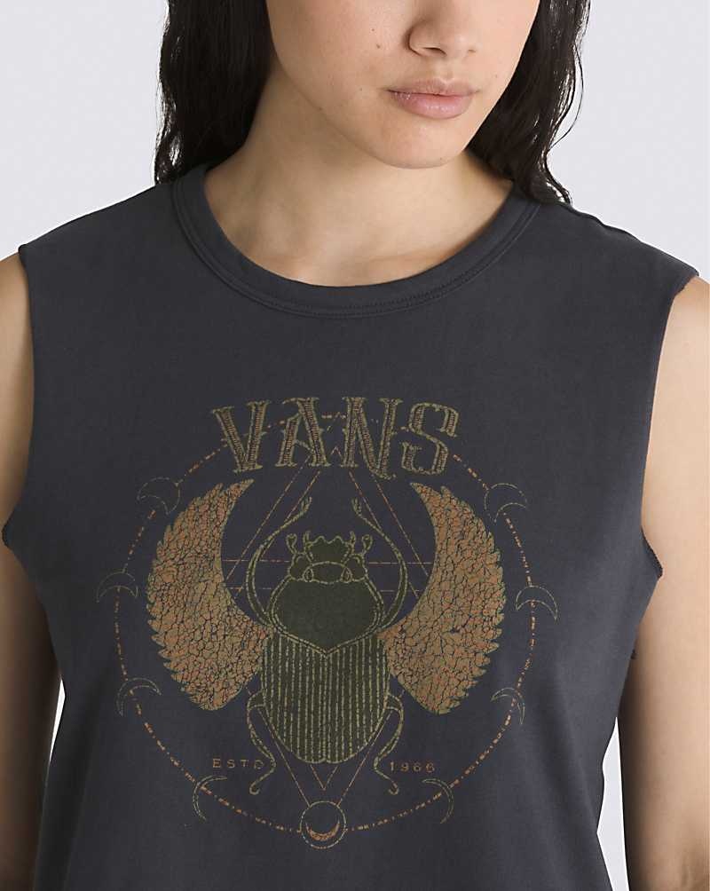 Women's Vans Beatle Hive Tank Top Black | USA BKJ-087352