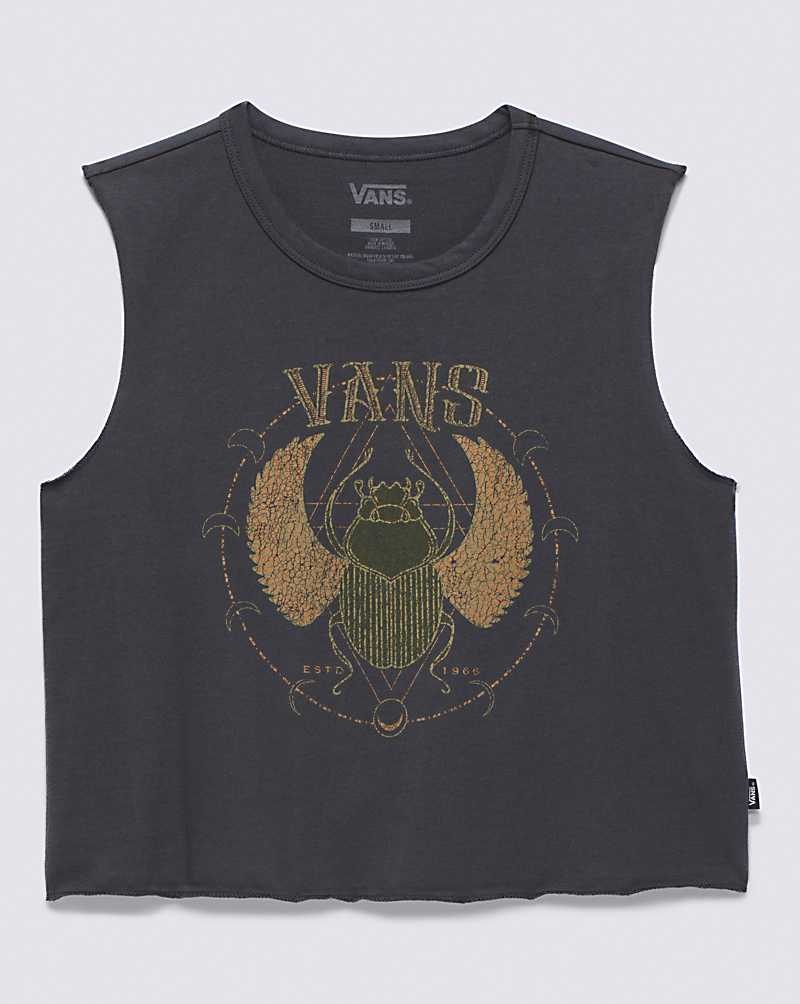 Women's Vans Beatle Hive Tank Top Black | USA BKJ-087352