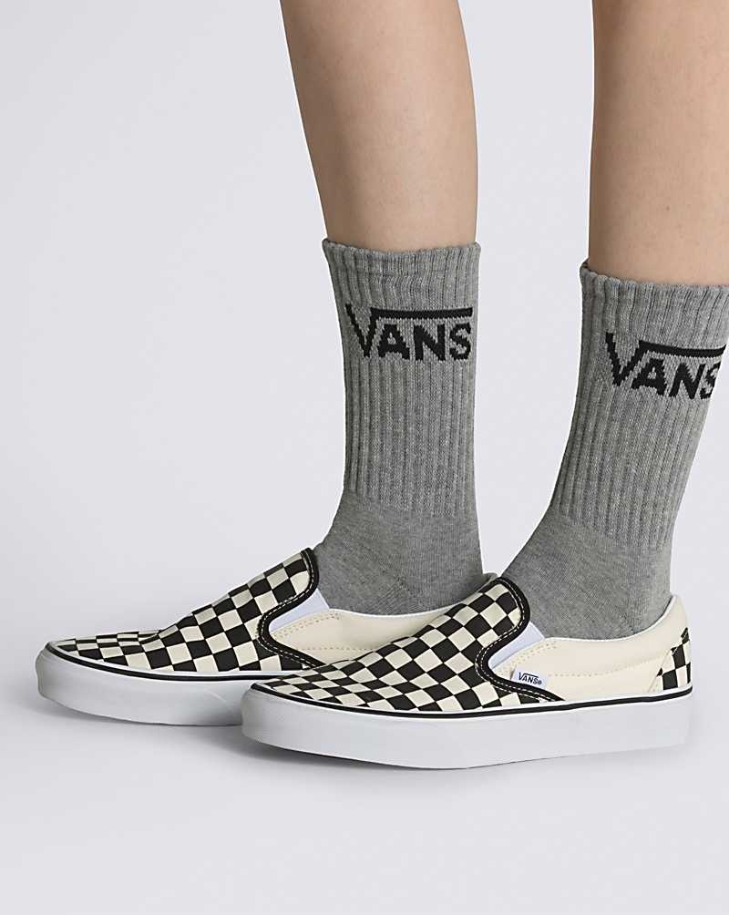 Women's Vans Classic Crew 3-Pack Sock White Black Grey | USA GYS-537691