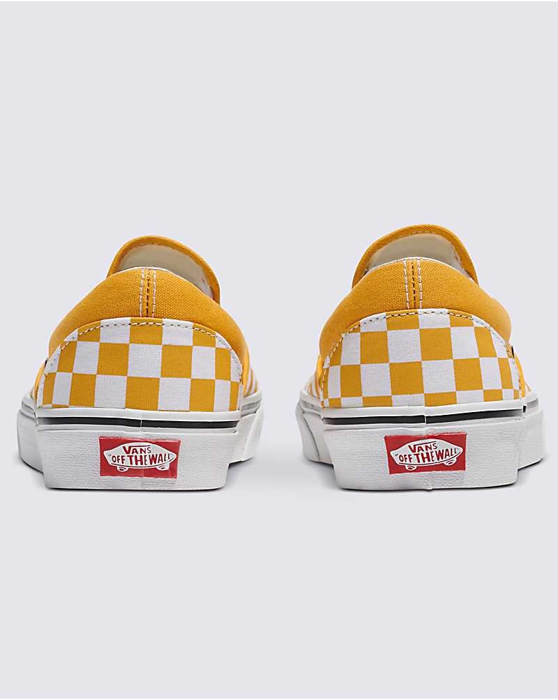 Women's Vans Classic Slip-On Checkerboard Shoes Yellow | USA GBH-840593