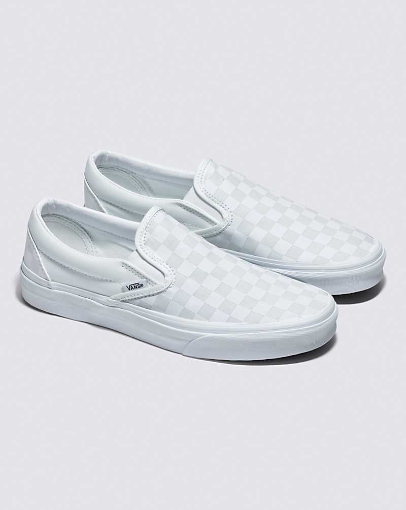 Women's Vans Classic Slip-On Checkerboard Shoes White | USA OBK-514937