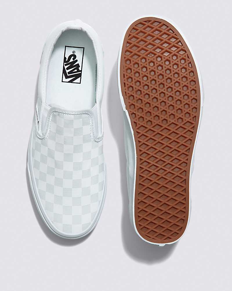 Women's Vans Classic Slip-On Checkerboard Shoes White | USA OBK-514937