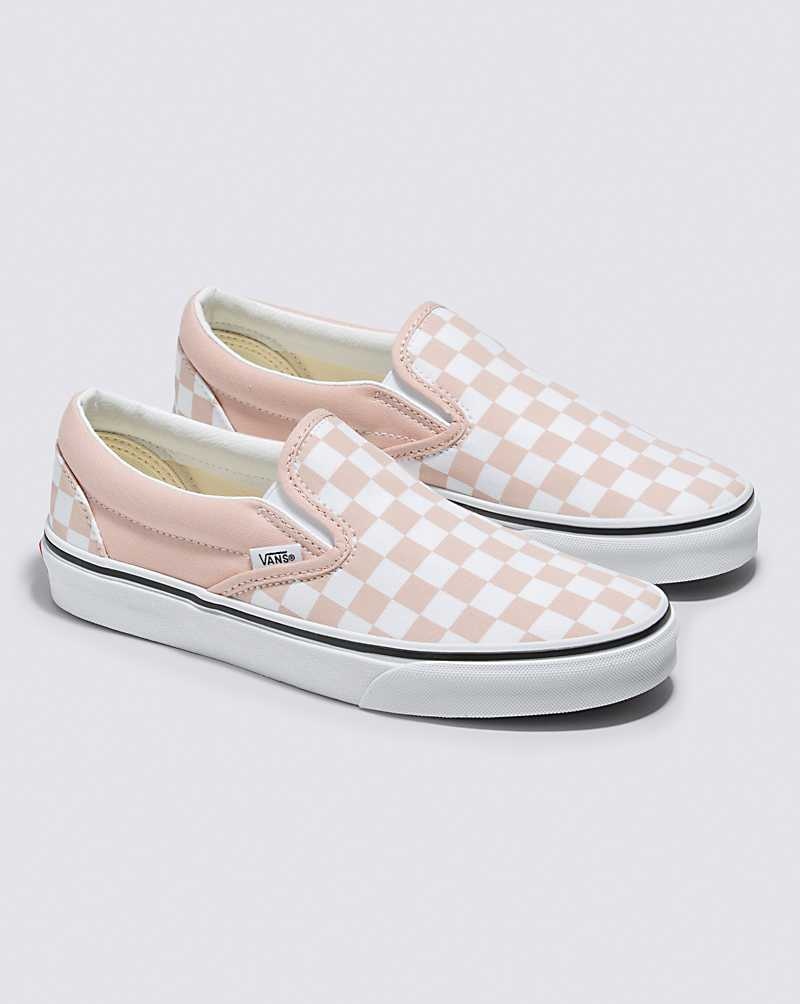 Women's Vans Classic Slip-On Checkerboard Shoes Rose | USA TMZ-706893