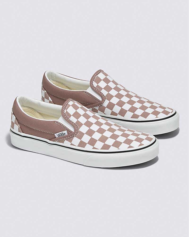 Women's Vans Classic Slip-On Checkerboard Shoes Rose | USA ACM-243578