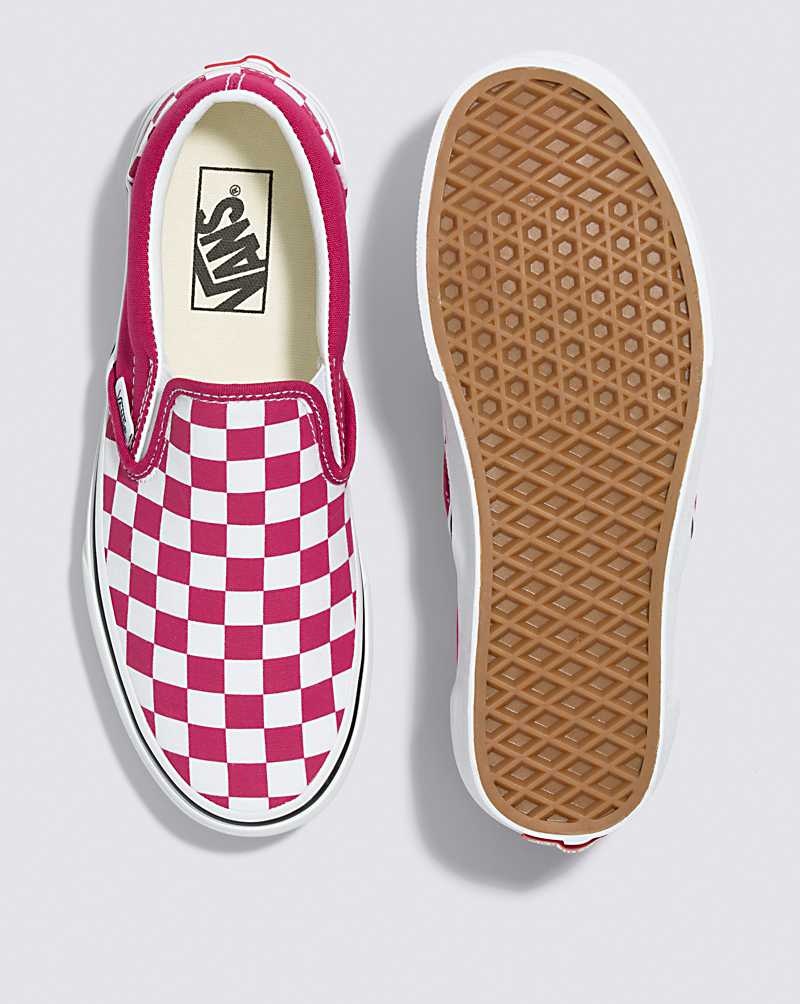 Women's Vans Classic Slip-On Checkerboard Shoes Red | USA HJW-605248