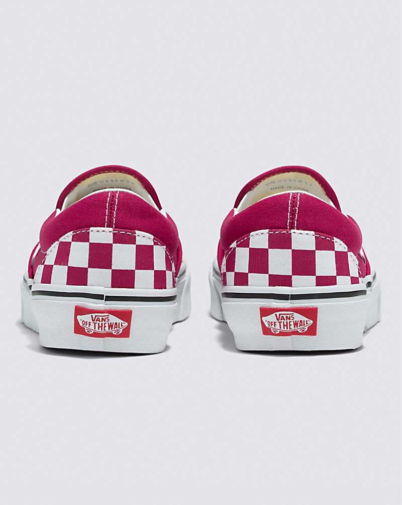 Women's Vans Classic Slip-On Checkerboard Shoes Red | USA HJW-605248