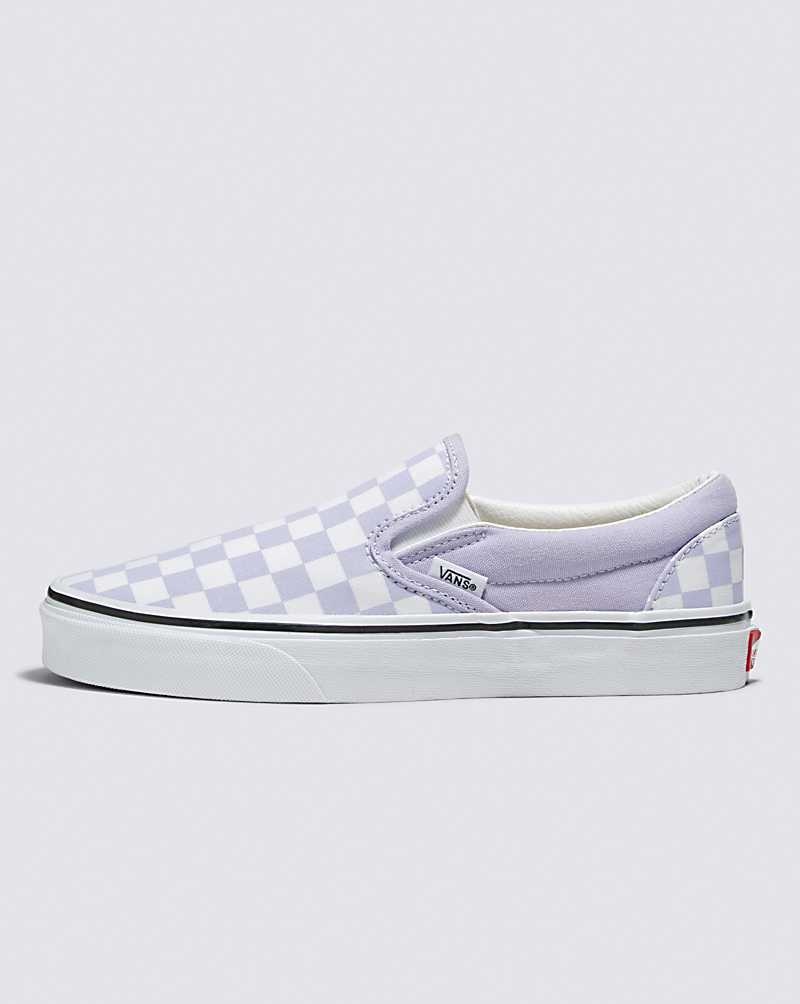 Women\'s Vans Classic Slip-On Checkerboard Shoes Purple | USA URF-021897