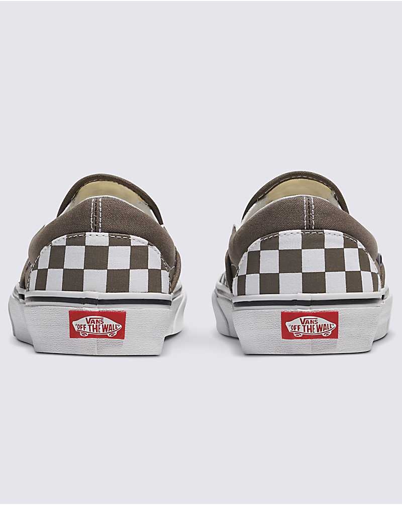 Women's Vans Classic Slip-On Checkerboard Shoes Khaki | USA VGX-589316