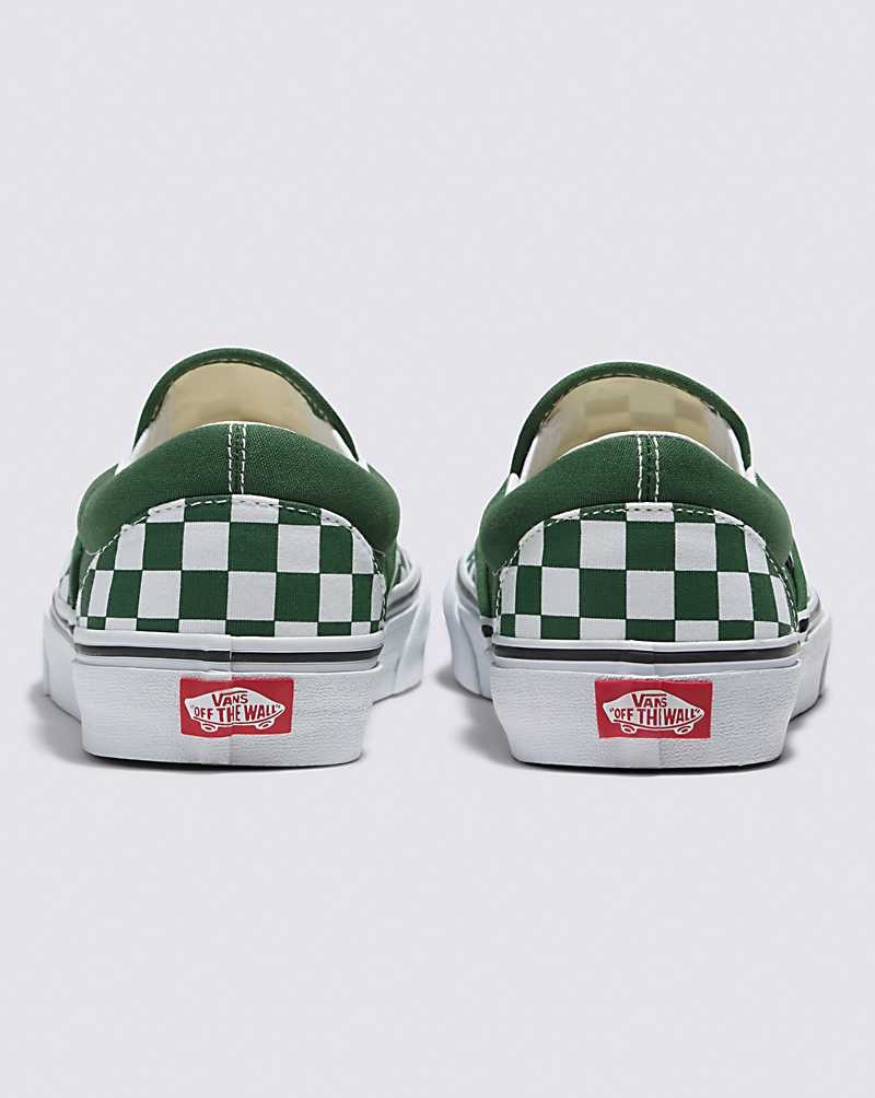 Women's Vans Classic Slip-On Checkerboard Shoes Green | USA RJC-792634