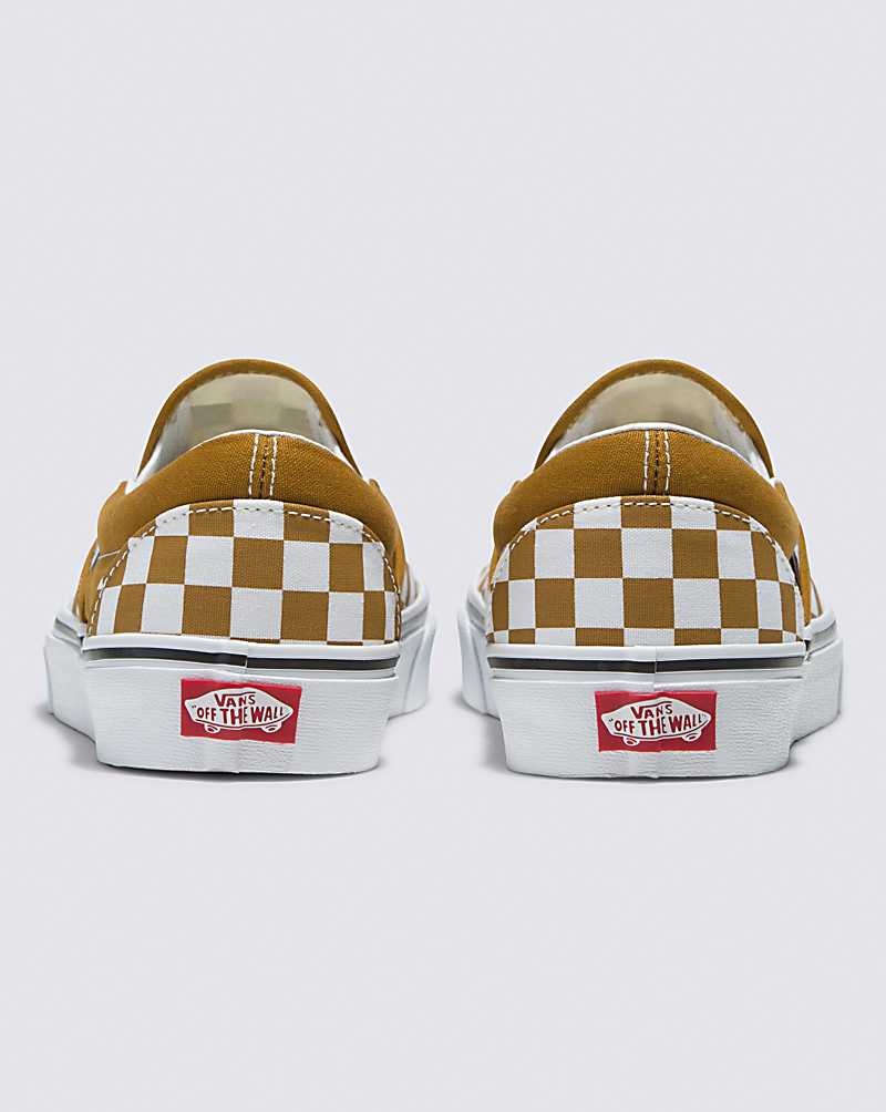 Women's Vans Classic Slip-On Checkerboard Shoes Brown | USA SUV-937458