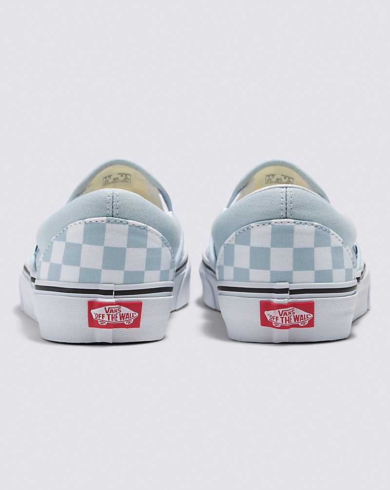 Women's Vans Classic Slip-On Checkerboard Shoes Blue White | USA TWD-362078