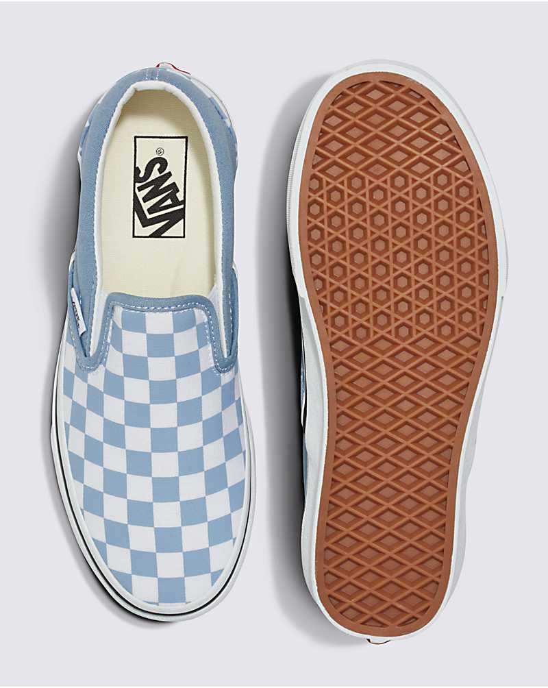 Women's Vans Classic Slip-On Checkerboard Shoes Blue | USA BYN-139780