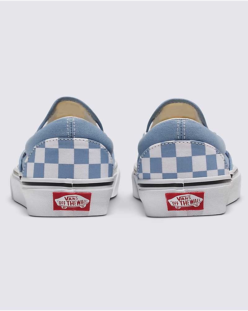 Women's Vans Classic Slip-On Checkerboard Shoes Blue | USA BYN-139780