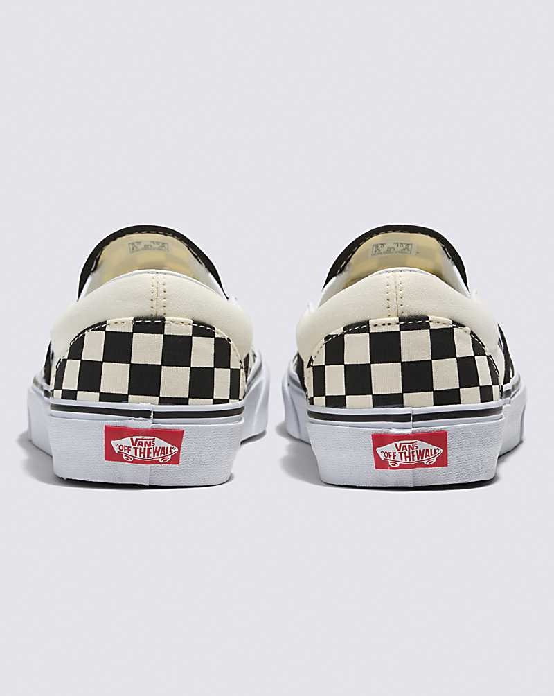 Women's Vans Classic Slip-On Checkerboard Shoes Black White | USA BIC-130267