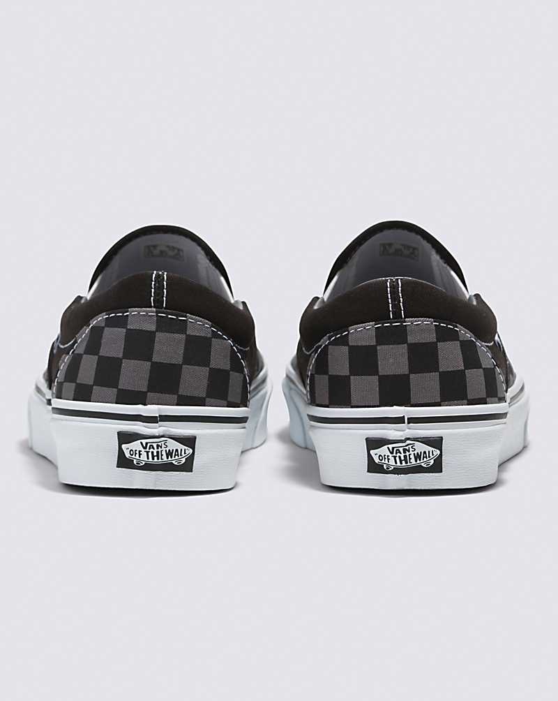 Women's Vans Classic Slip-On Checkerboard Shoes Black Grey | USA ANC-746139