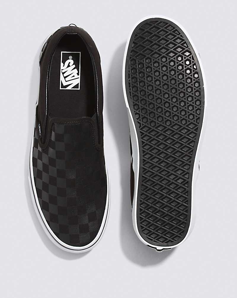 Women's Vans Classic Slip-On Checkerboard Shoes Black | USA FSE-154690