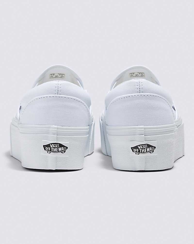 Women's Vans Classic Slip-On Stackform Shoes White | USA VSO-627139