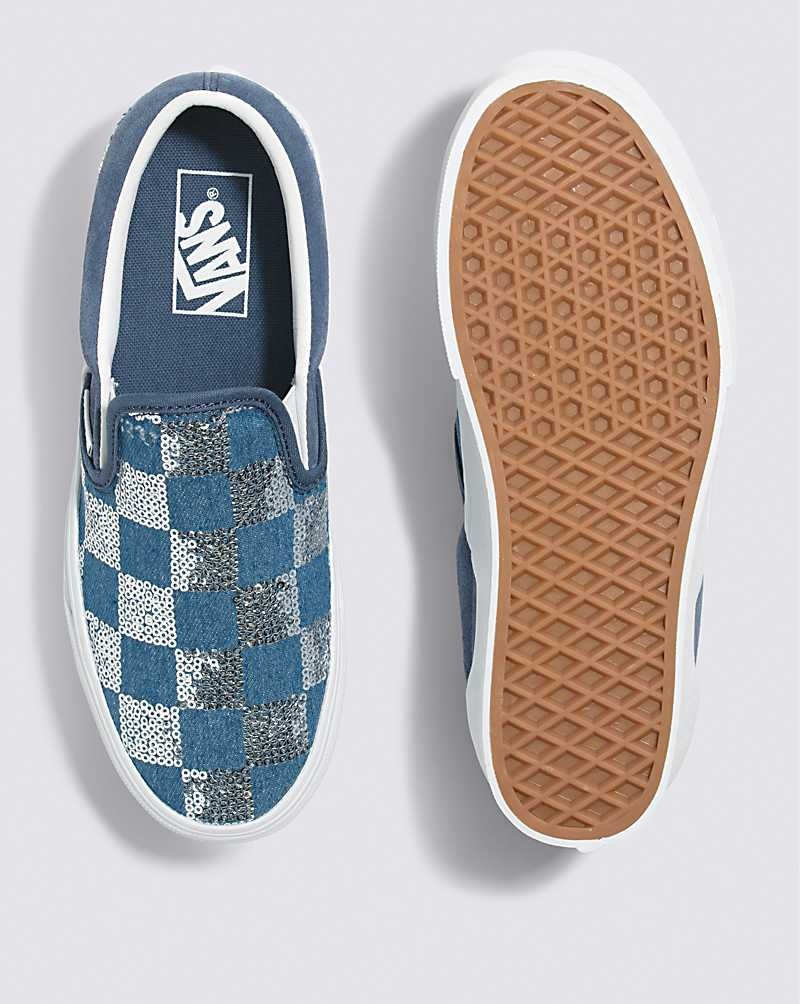 Women's Vans Classic Slip-On Stackform Shoes Indigo | USA FMQ-298516