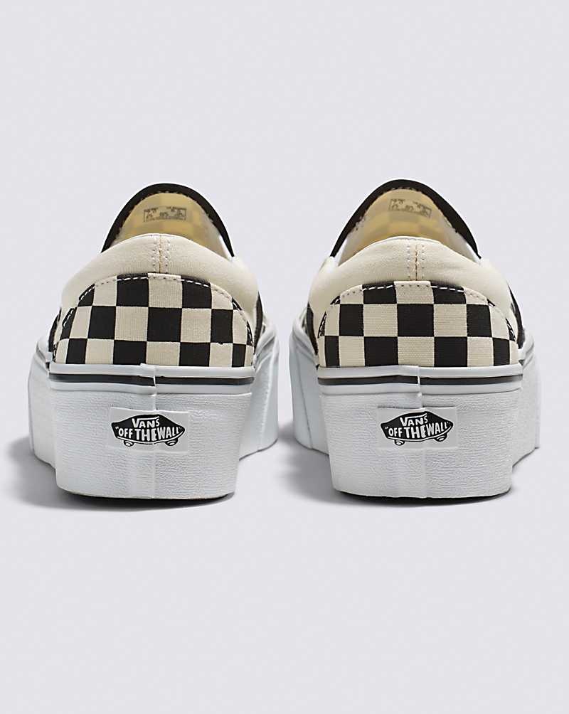 Women's Vans Classic Slip-On Stackform Shoes Black White | USA UQO-168729